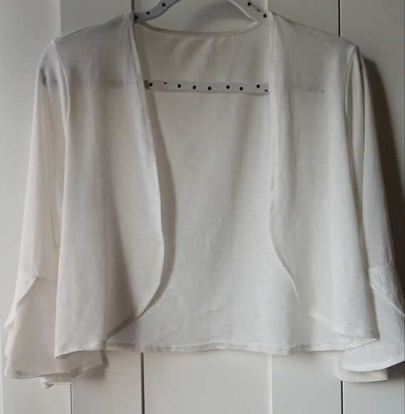 LAST CHANCE!! Lomon Womens White Open Front Shrug Bolero Cardigan Size Medium - Picture 1 of 7